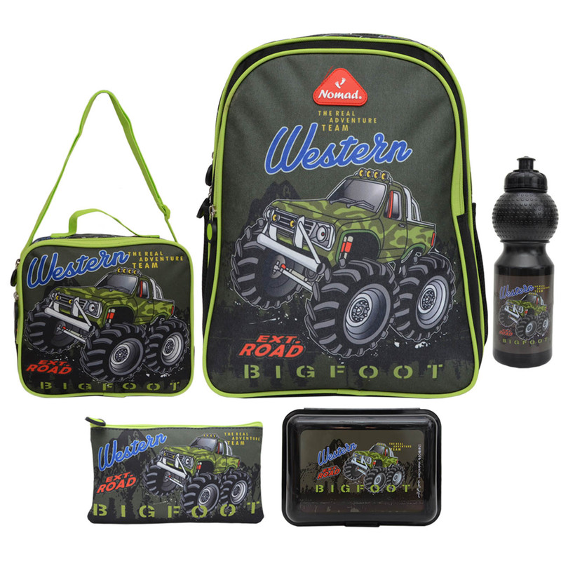 خرید و قیمت کوله پشتی نومد مدل BIGFOOT به همراه کیف غذا و قمقمه و جامدادی و کیف میوه