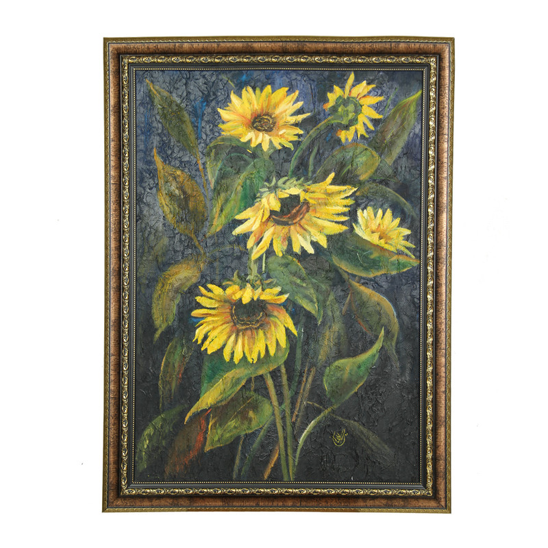 تابلو نقاشی رنگ روغن طرح آفتابگردان کد 01