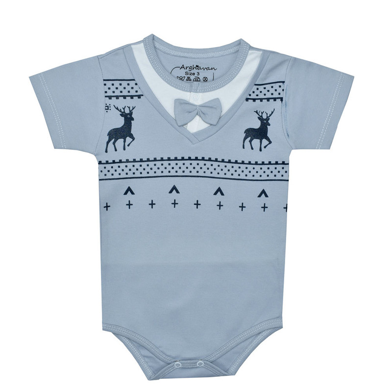 خرید و قیمت بادی آستین کوتاه نوزادی مدل ارغوان گوزن