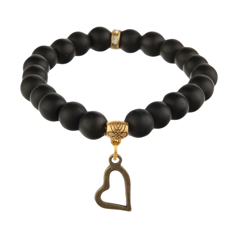 دستبند مدل مهره ای اونیکس طرح قلب کد6970