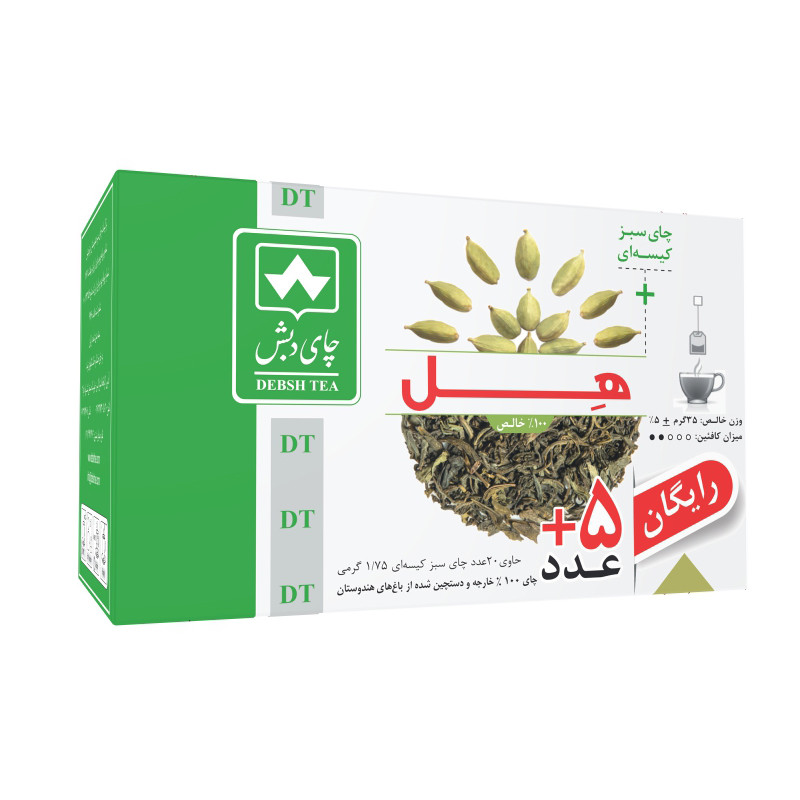 چای سبز کیسه ای هل چای دبش بسته 25 عددی