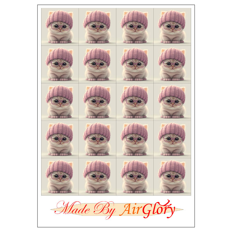برچسب ایرگلوری مدل برش نخورده طرح گربه ناز کد 4 بسته 20 عددی