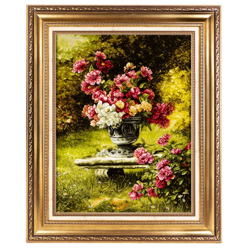 تابلو فرش دستباف سی پرشیا مدل گل در چمن کد 902125