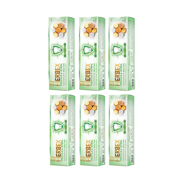 خمیر دندان هربکس مدل پرسیکا وزن 100 گرم مجموعه 6 عددی