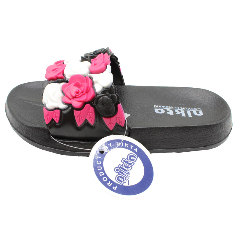 دمپایی نیکتا مدل گل برجسته کد K1 497 رنگ مشکی