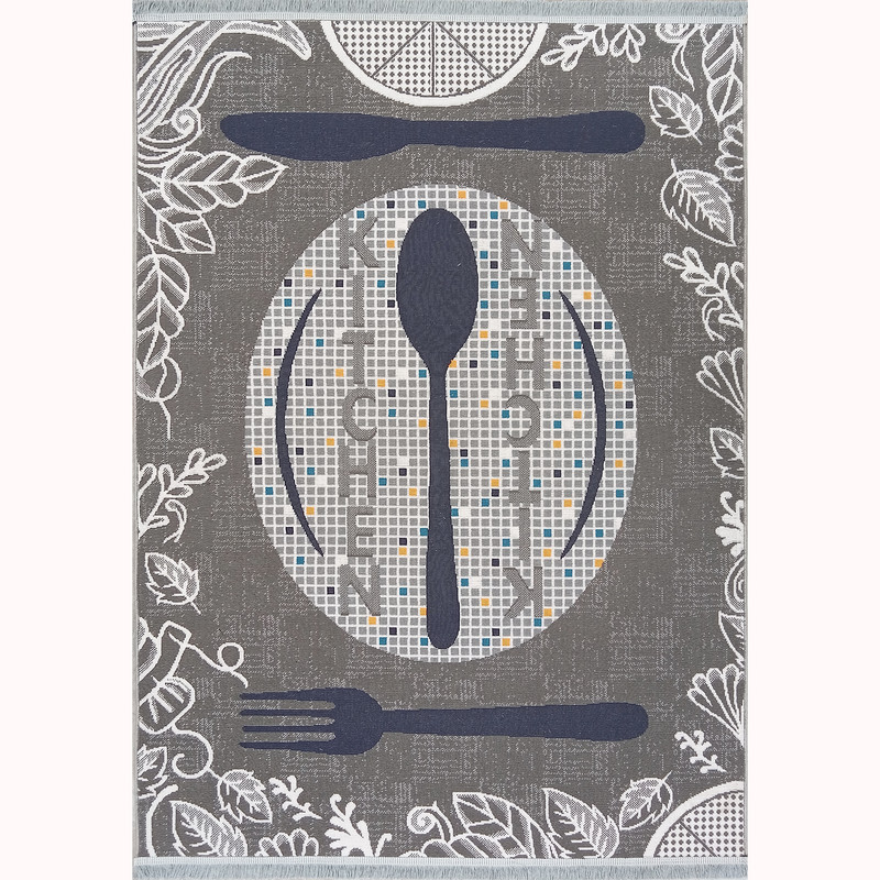 گلیم ماشینی ستاره طلایی ملت مدل آشپزخانه 147زمینه طوسی