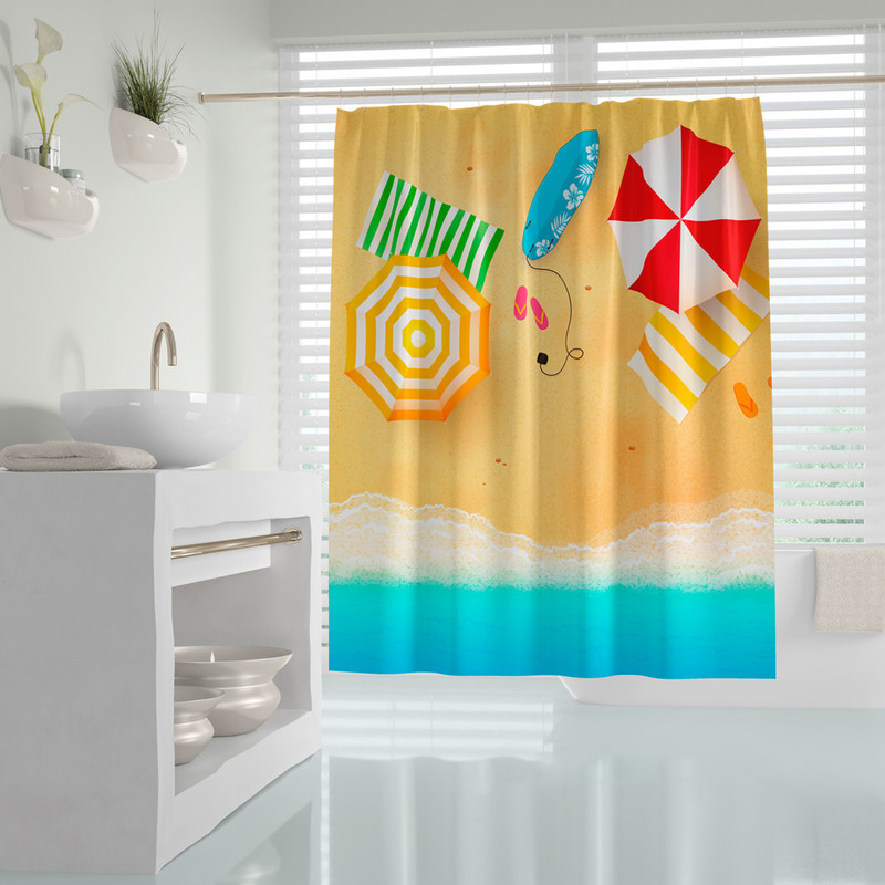 پرده حمام دلفین مدل Summer سایز 180x200سانتی متر