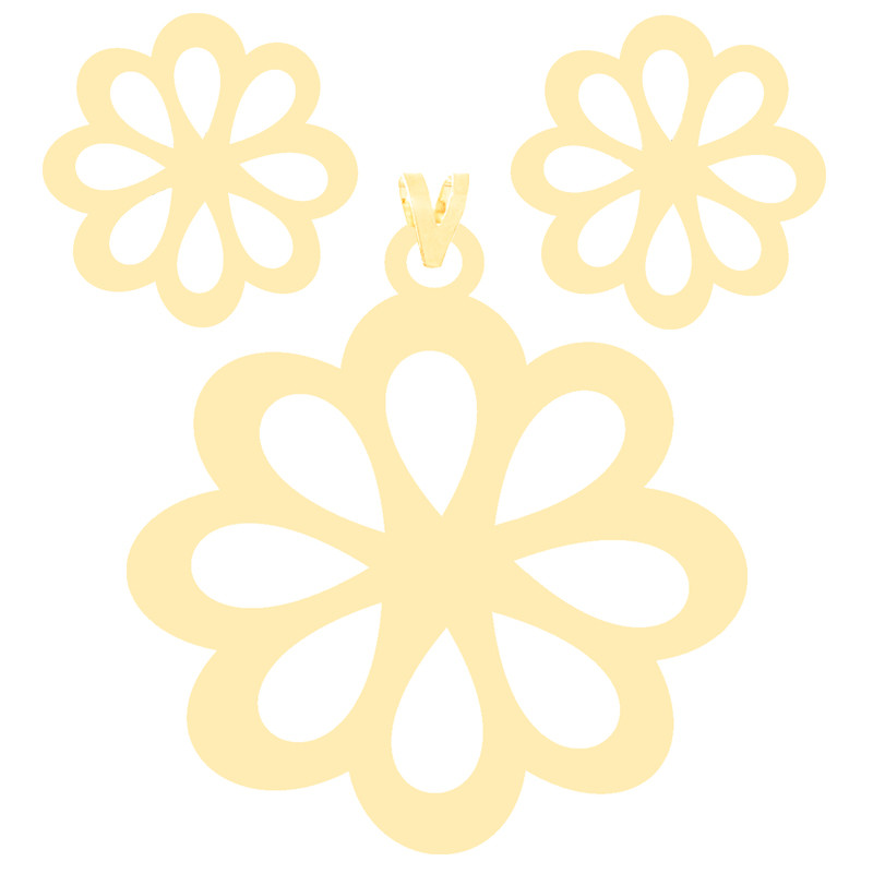 خرید و قیمت نیم ست طلا 18 عیار زنانه کرابو طرح گل مدل Kr8070