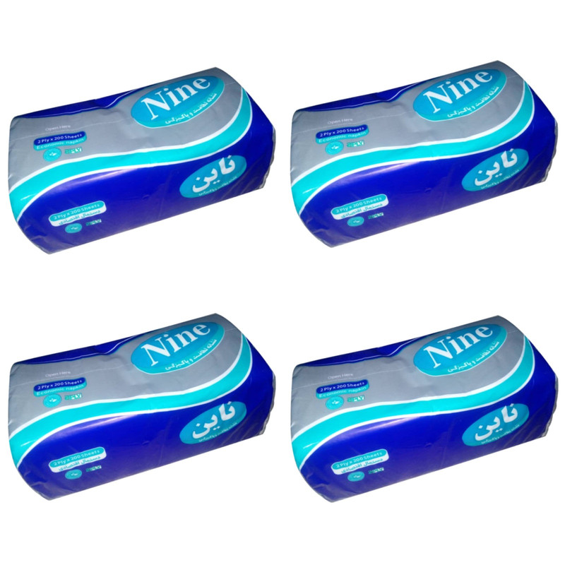 دستمال کاغذی 200 برگ ناین کد S404 مجموعه 4 عددی