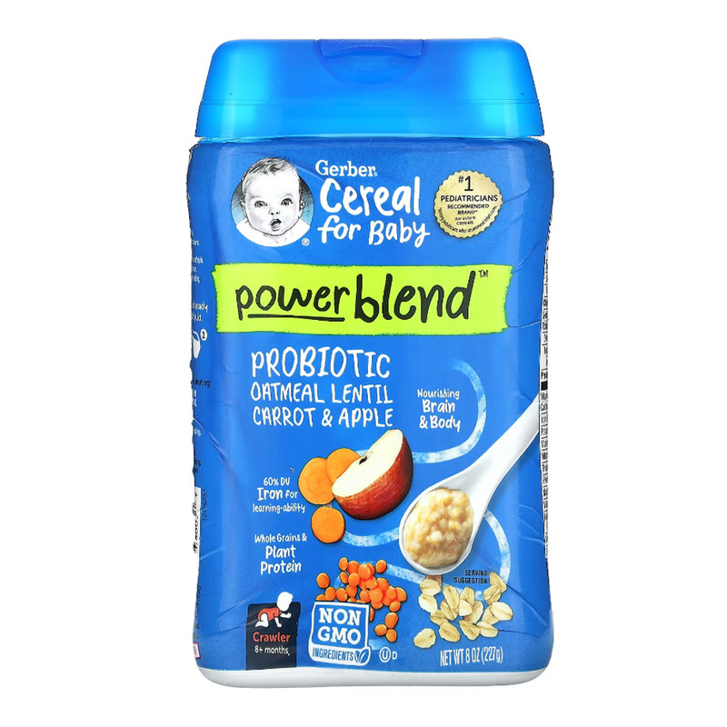 خرید و قیمت غذای کمکی کودک
پروبیوتیک جو دوسر عدس سیب و هویج گربر - 227 گرم