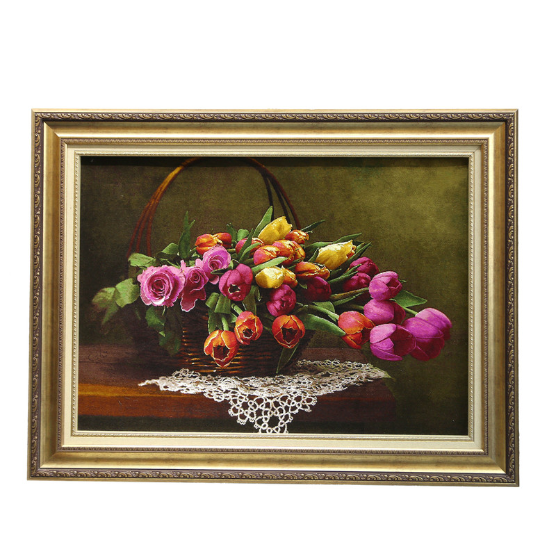 تابلو فرش دستباف مدل گل لاله عرضی ترابی کد 928