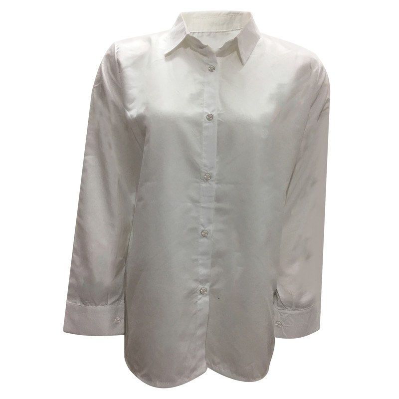 شومیز آستین بلند زنانه مدل نخی هلالی کد tm-2795 رنگ سفید