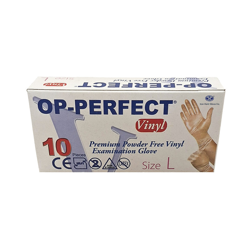 دستکش وینیل حریر مدل 01 سایز لارج بسته 10 عددی