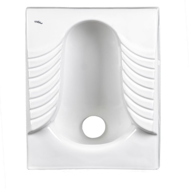 توالت زمینی چینی اطلس مدل ریم بسته طرح ابرویی