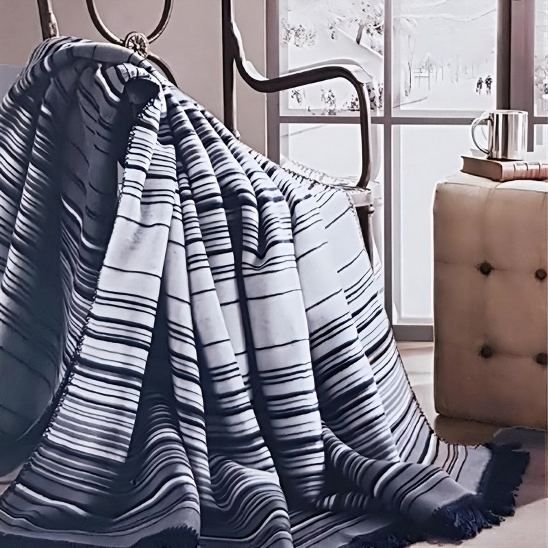 پتو ازدیلک مدل Stripe Lacivert سایز 170×130 سانتی متر