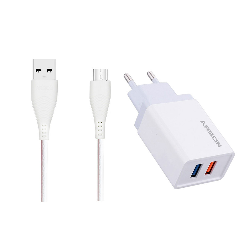 شارژر دیواری 18وات آرسون مدل AN-W24 به همراه کابل تبدیل MICROUSB