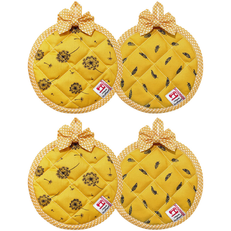 دستگیره منسوجات خسروشاهی برتر مدل گرد طرح پرواز قاصدک کد DGM218 بسته 4 عددی