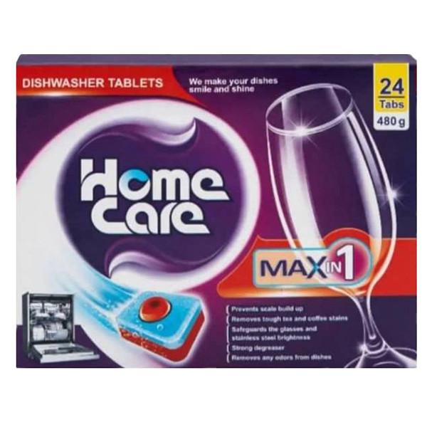 خرید و قیمت قرص ماشین ظرفشویی هوم کر مدل MAX IN 1 بسته 24 عددی