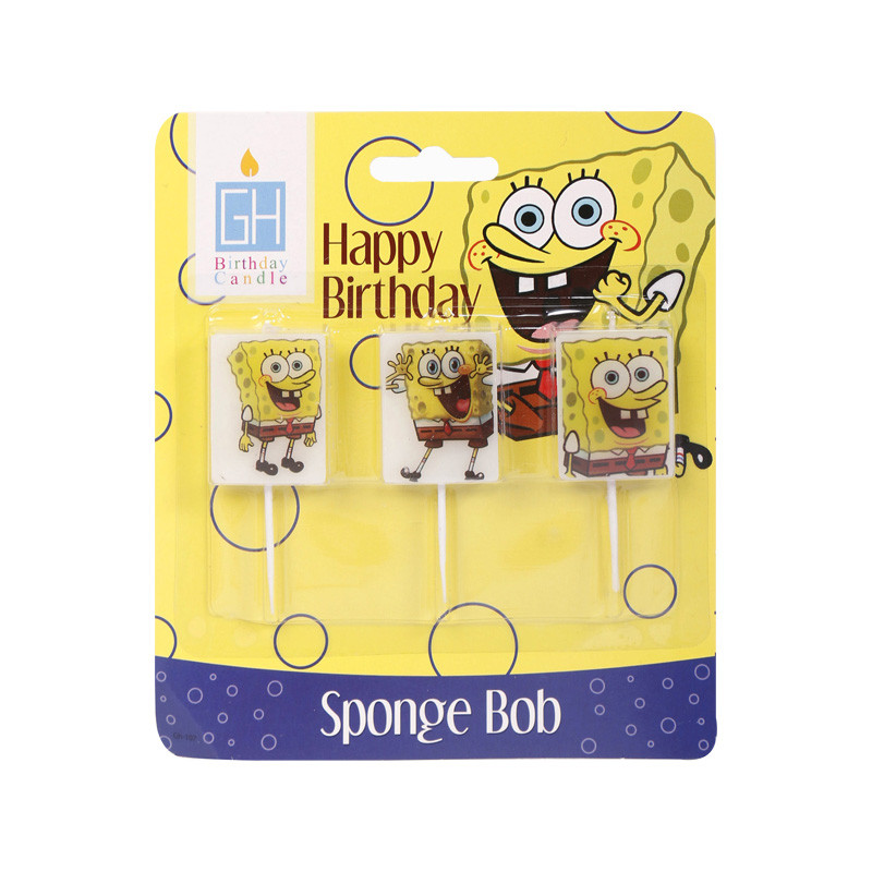 شمع تولد جی اچ طرح باب اسفنجی مجموعه ۳ عددی