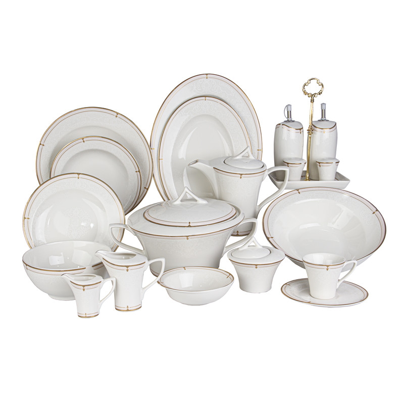 خرید و قیمت سرویس غذاخوری 90 پارچه چینی توس ایران سری الیزابت مدل آرگوسا درجه یک