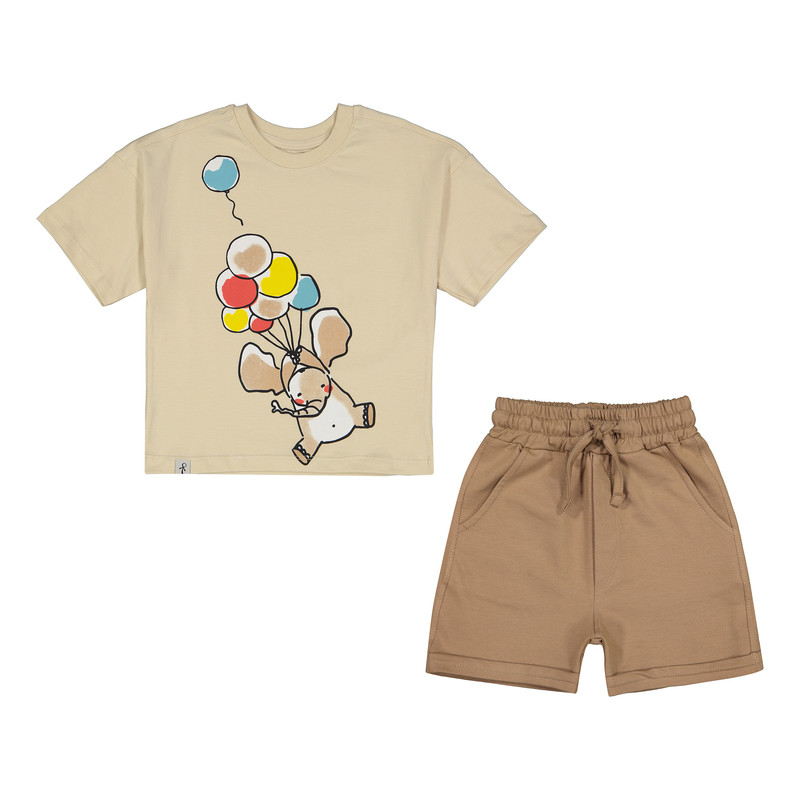 خرید و قیمت ست تی شرت و شلوارک دخترانه سون پون مدل 1603 رنگ کرم