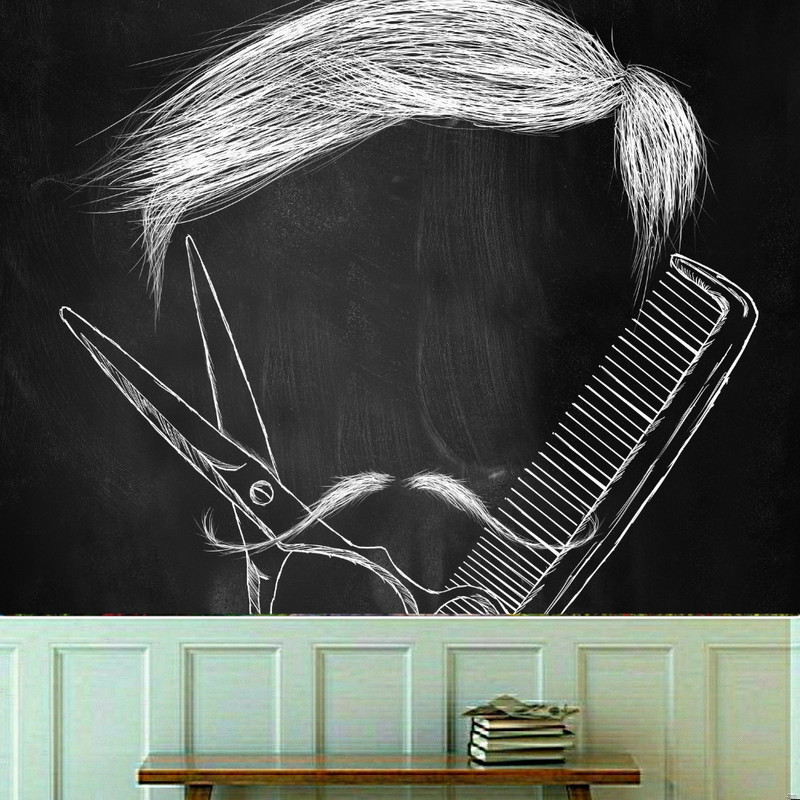 کاغذ دیواری طرح آرایشگاه مردانه مدل شانه و قیچی کد FK520