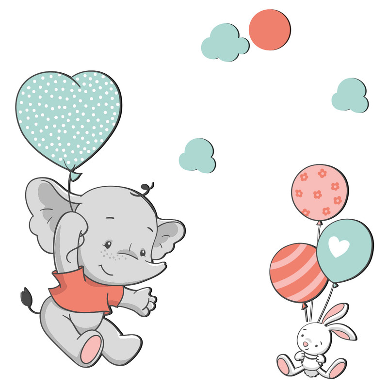 استیکر چوبی کودک باروچین مدل فیل و خرگوش کد 1213