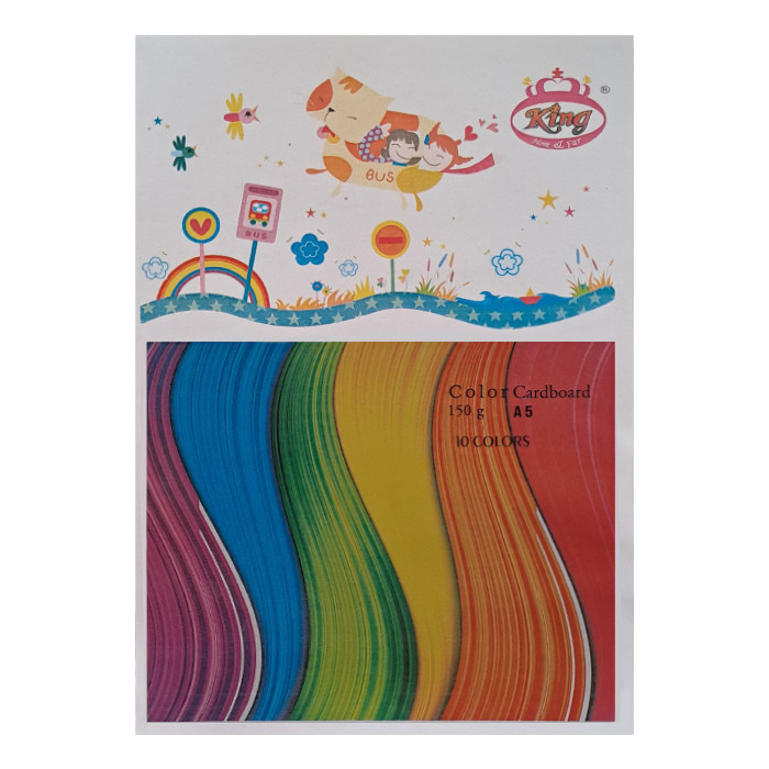 مقوا رنگی کینگ کد 100سایز 14.8×21 سانتی متر بسته 20 عددی