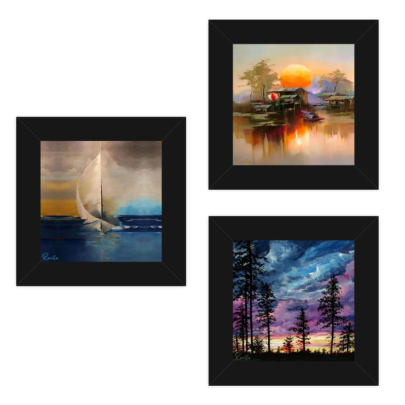 تابلو راویتا مدل نقاشی اکریلیک مجموعه 3 عددی