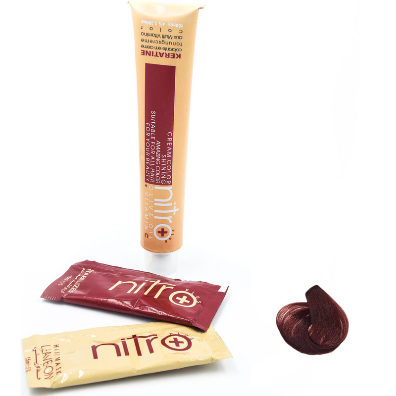 رنگ مو نیترو سری Keratine شماره 7.55 رنگ بلوند ماهاگونی متوسط