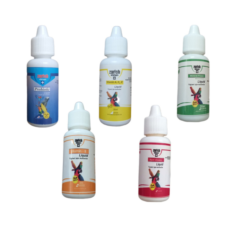 خرید و قیمت پکیج ویتامینها و مکملهای پرنده زوریخ کد Z05 حجم 150 میلی لیتر بسته 5 عددی