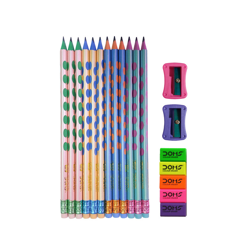 خرید و قیمت مداد مشکی دامس طرح سه گوش کد 23639 به همراه پاک کن و تراش بسته 19 عددی