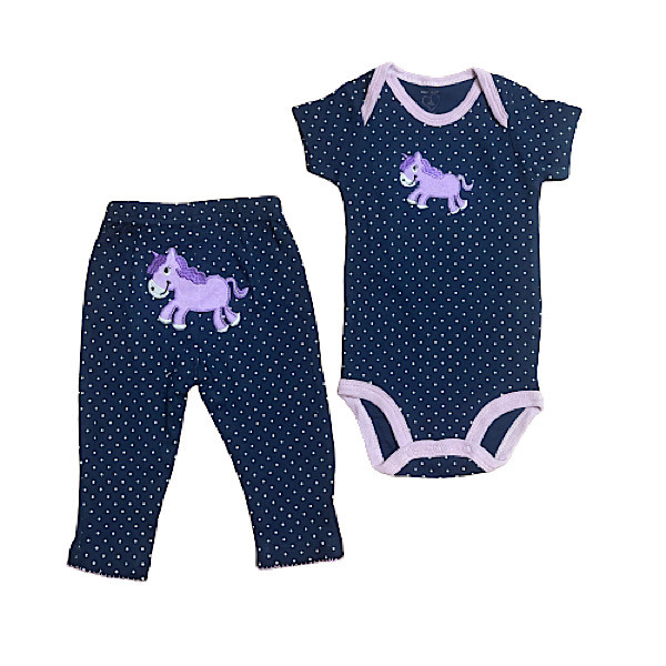 ست بادی و شلوار نوزادی کارترز مدل تک شاخ خالخالی بامزه