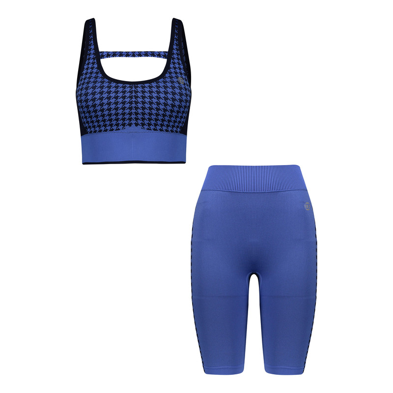 خرید و قیمت ست نیم تنه و شلوارک ورزشی زنانه دریم اسلیم مدل T549 رنگ آبی