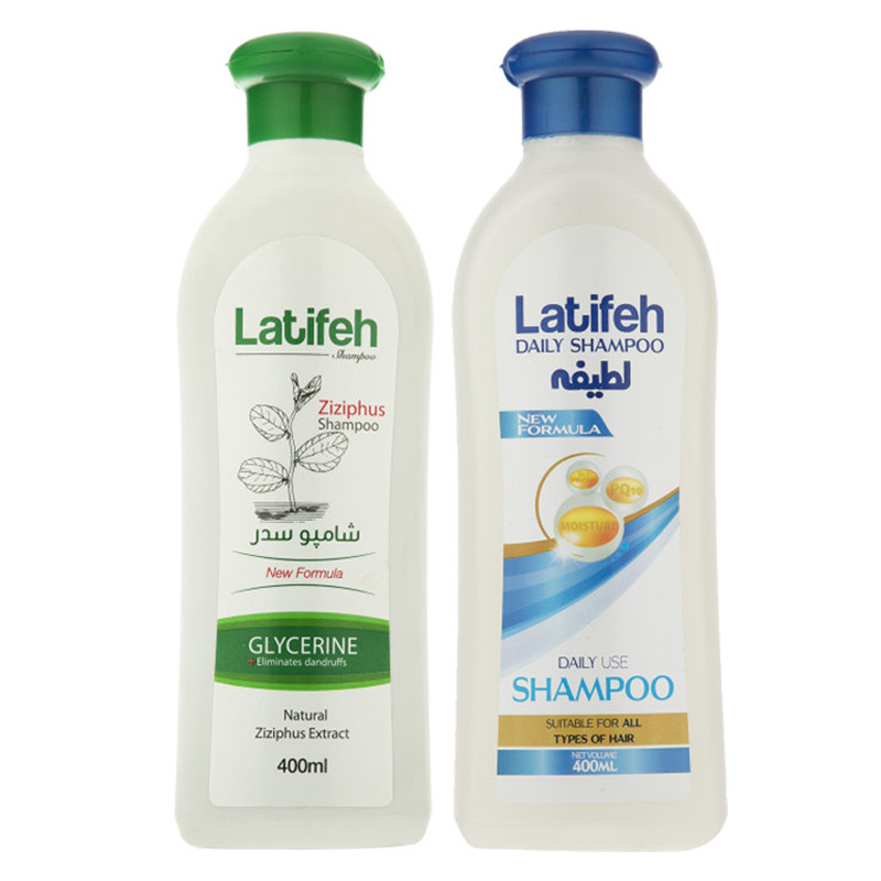 شامپو مو لطیفه مدل روزانه پروتئین ابریشم و سدر گلیسرینه حجم 400 میلی لیتر مجموعه 2 عددی