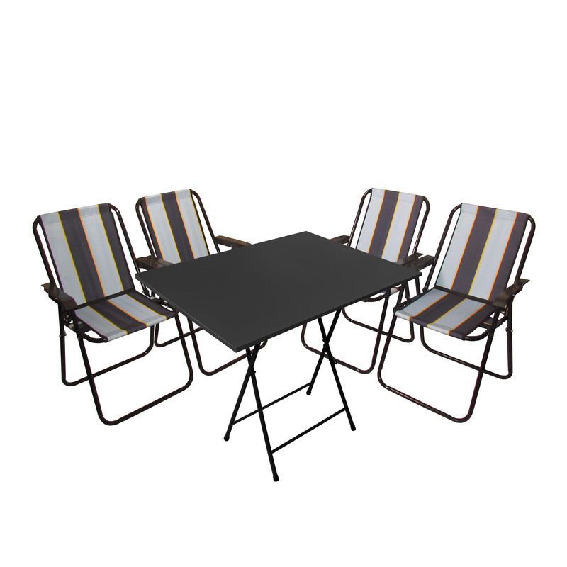 میز و صندلی تاشو سفری میزیمو مدل ساحلی کد 4444 مجموعه 5 عددی