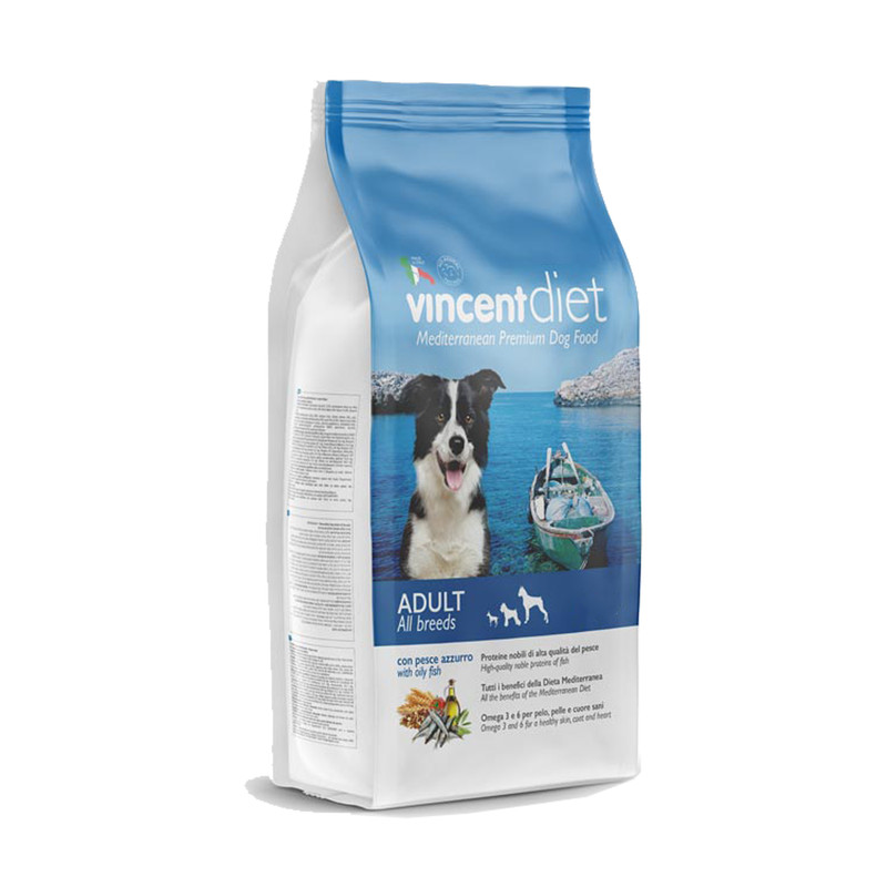 خرید و قیمت غذای خشک سگ وینسنت مدل ADULT & Bluefish وزن 15کیلوگرم
