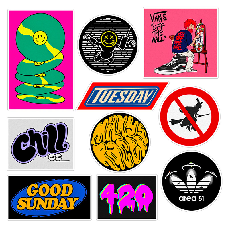 استیکر لپ تاپ ماسا دیزاین طرح CHILL کد COL032 مجموعه 10 عددی