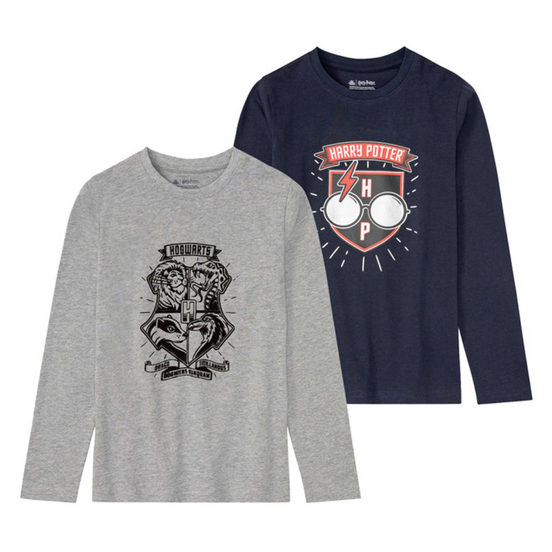تی شرت آستین بلند پسرانه هری پاتر مدل q-00312 مجموعه 2 عددی