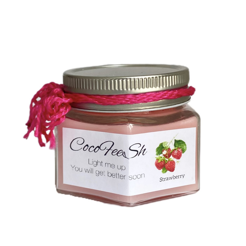 شمع دست ساز مدل بابونه و توت فرنگی