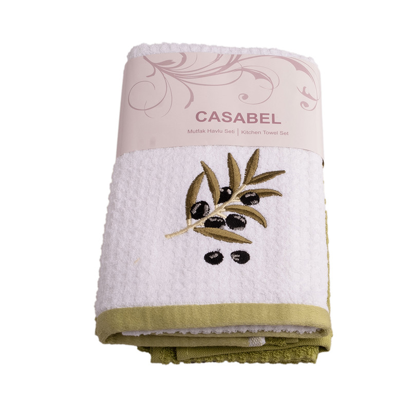 حوله آشپزخانه مدل زیتون سایز 70x40 سانتی متر بسته 2 عددی