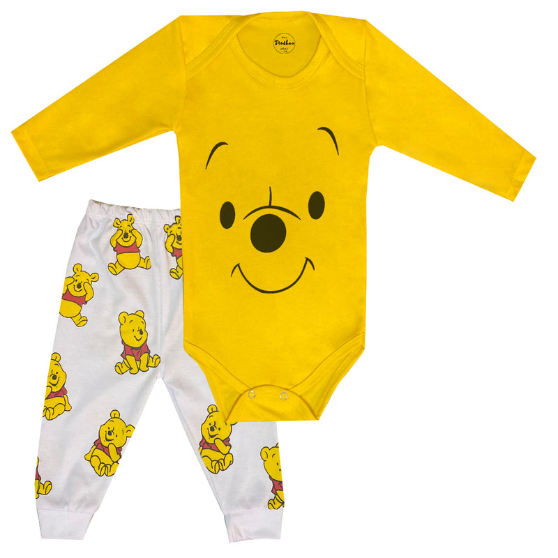 ست بادی آستین بلند و شلوار نوزادی تروسکان مدل poo