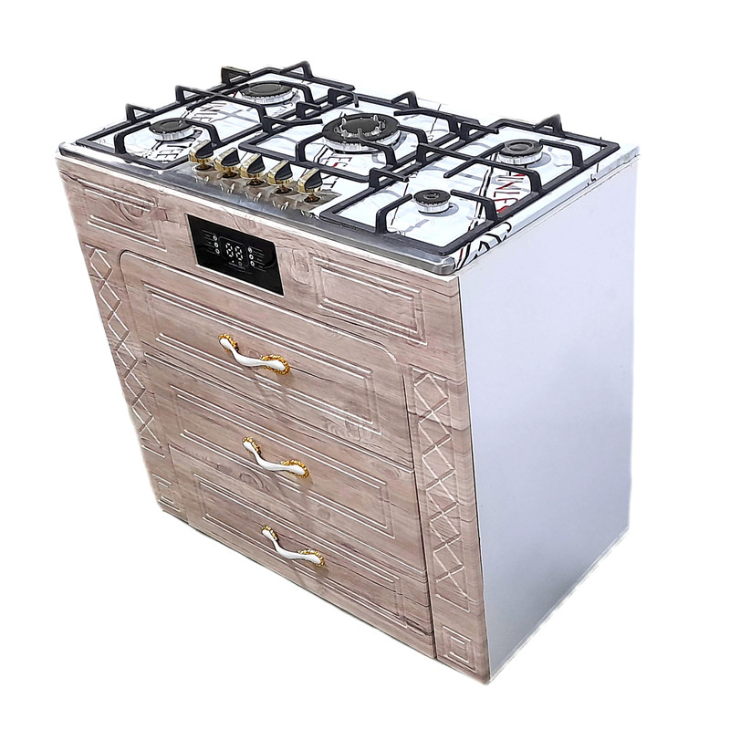 اجاق گاز 5 شعله هاکان مدل اجاق گاز سه کشو صفحه استیل بوش