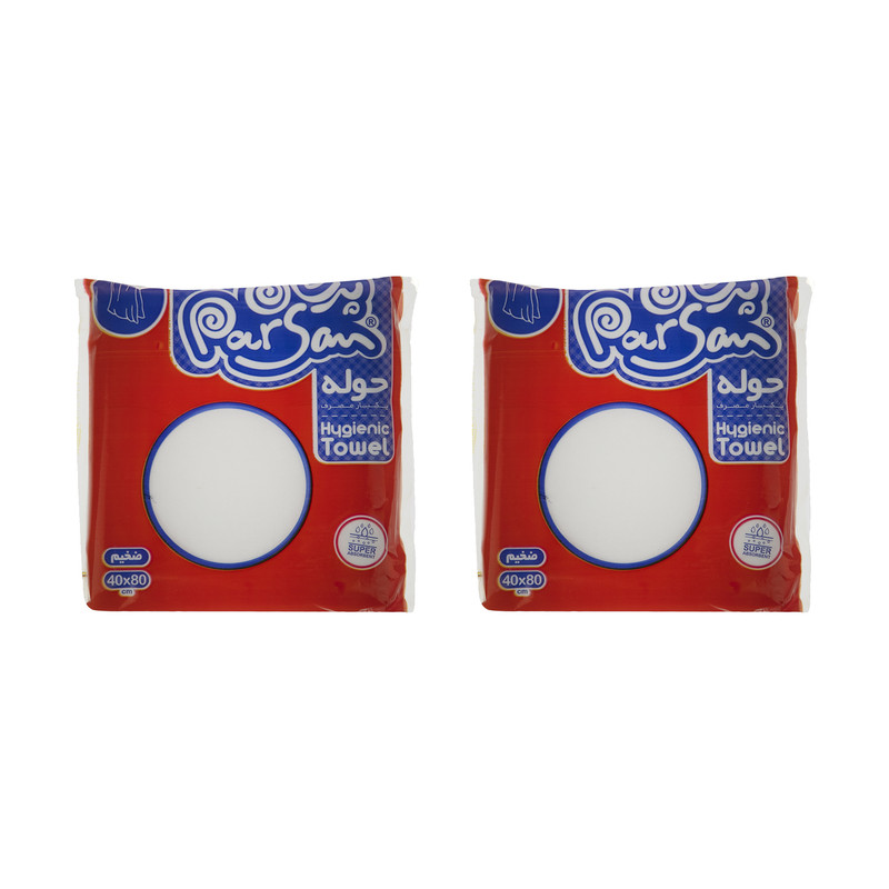 حوله دستی یکبار مصرف پرسان کد 001 سایز 40 × 80 سانتی متر بسته 2 عددی