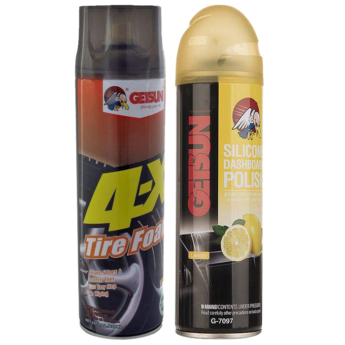 اسپری تمیز کننده تایر گتسان مدل G1008-7097 به همراه اسپری واکس داشبورد