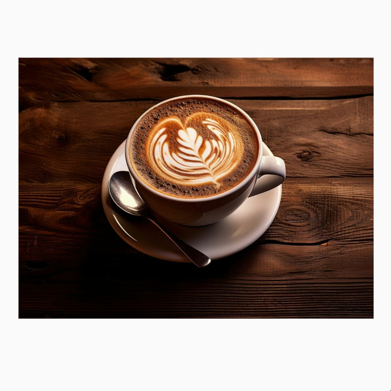 کاغذ دیواری طرح فنجان لاته مدل آرت قلب کد K106