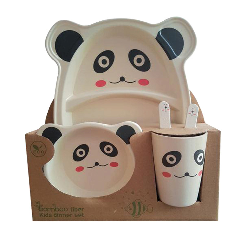 خرید و قیمت ظرف غذای 5 تکه کودک بامبو فایبر مدل پاندا