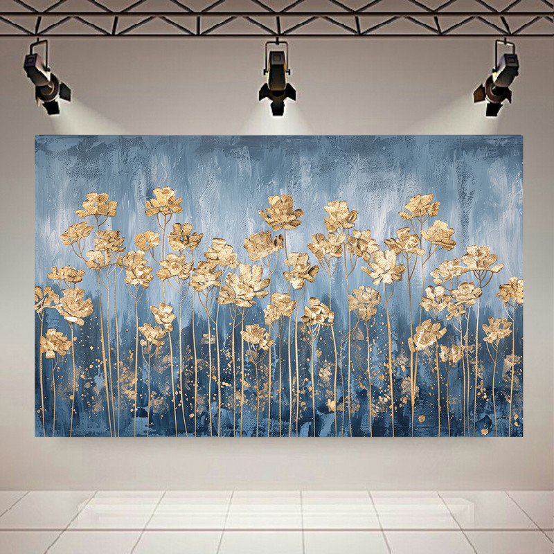 خرید و قیمت تابلو بوم طرح انتزاعی مدل گل طلا کد AR305020