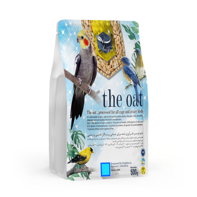 خرید و قیمت غذا پرندگان زینتی آریا فارم مدل جو یولاف وزن 500 گرم