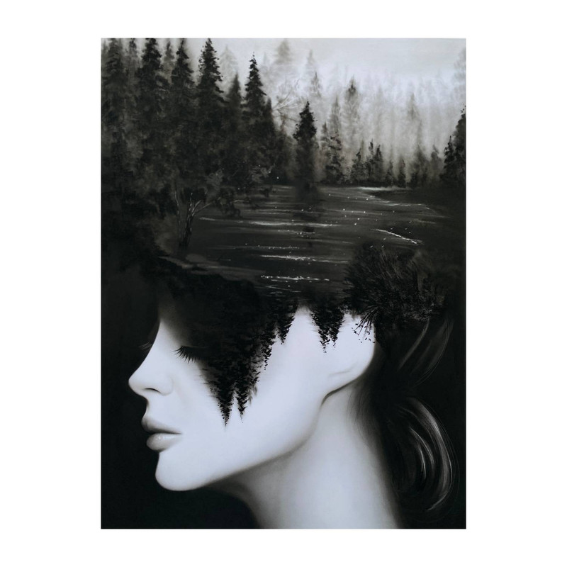 تابلو نقاشی پاستل طرح برآب رفته